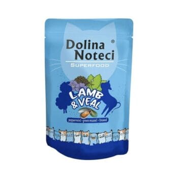 Saszetka mokrej karmy z jagnięciną i cielęciną dla kota