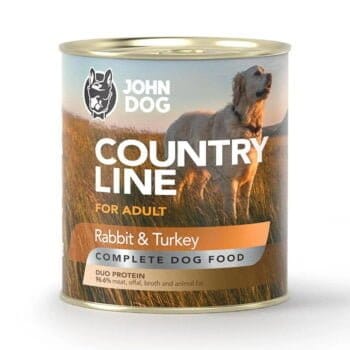 Puszka mokrej karmy z królikiem i indykiem dla psa