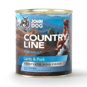 Puszka mokrej karmy z jagnięcina i wieprzowiną dla psa