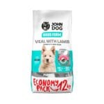 Opakowanie 12 kg suchej karmy z cielęciną i jagnięciną dla psa szczeniaka