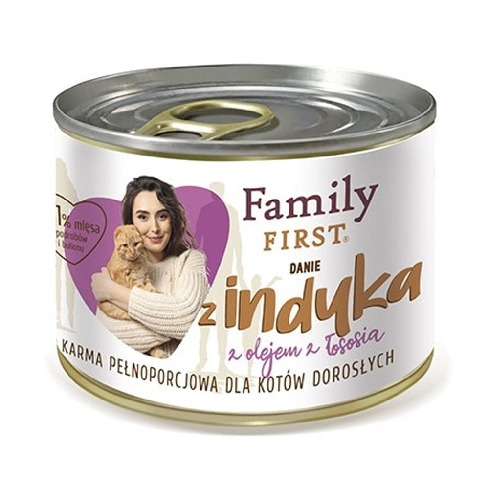 Puszka karmy mokrej z indykiem i olejem łososia dla kota dorosłego