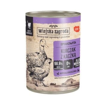 Puszka karmy mokrej dla kota dorosłego o smaku kurczaka z kaczką