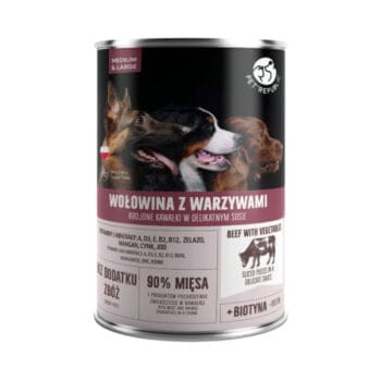 Puszka mokrej karmy z wołowiną dla psa dorosłego