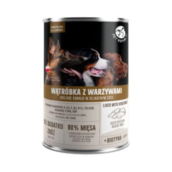 Puszka mokrej karmy z wątróbką dla psa dorosłego