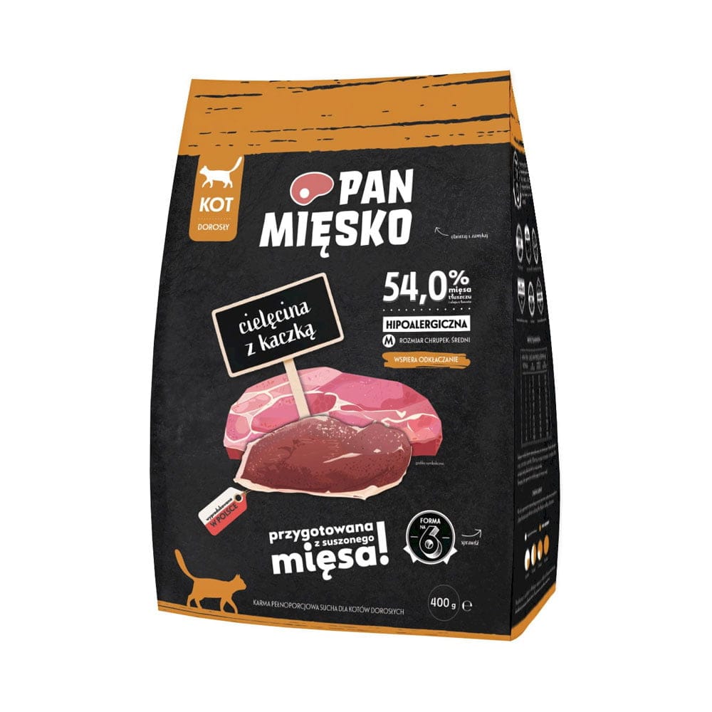 Opakowanie suchej karmy cielęcina z kaczką dla kota dorosłego