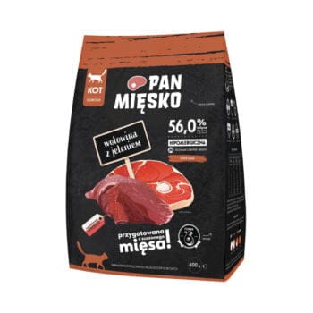 Opakowanie suchej karmy wołowina z jeleniem dla kota dorosłego