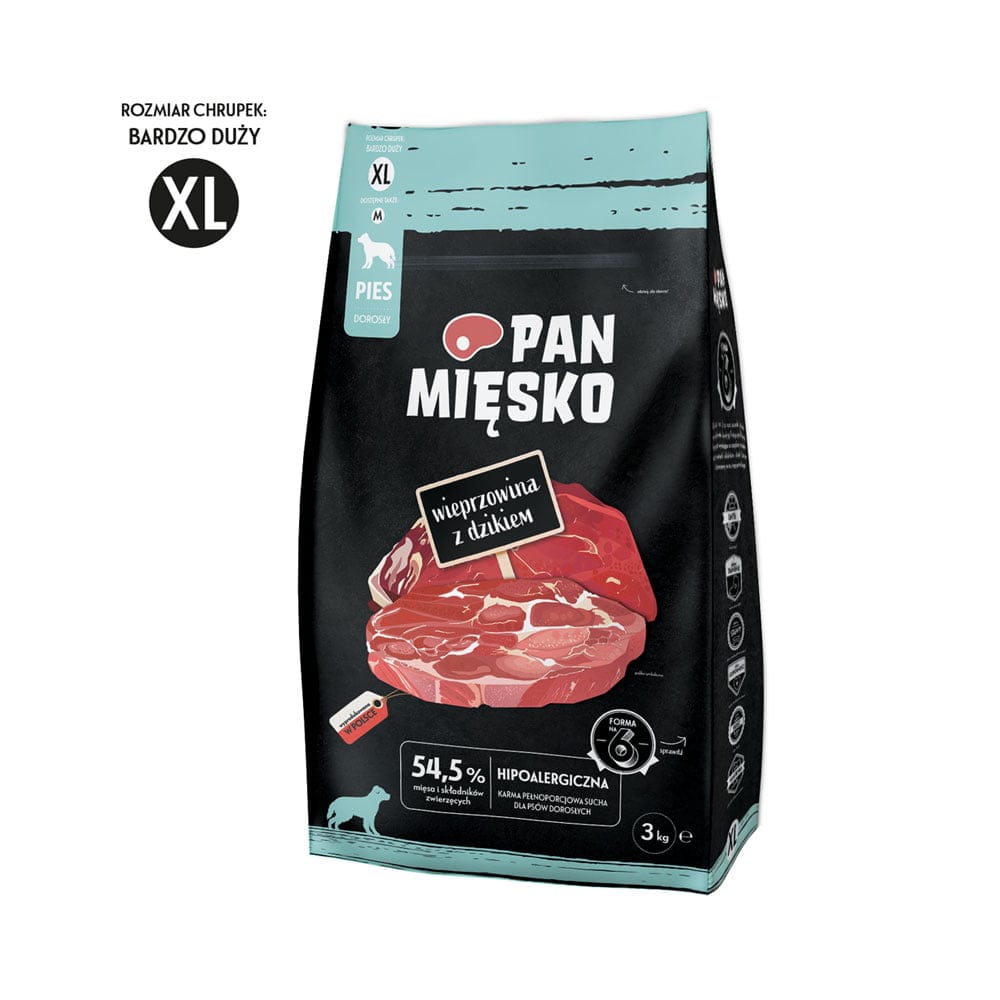Worek suchej karmy wieprzowina z dzikiem dla psa dorosłego