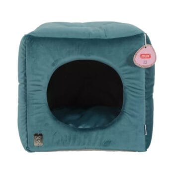 Ciemnozielone kwadratowe legowisko dla kota