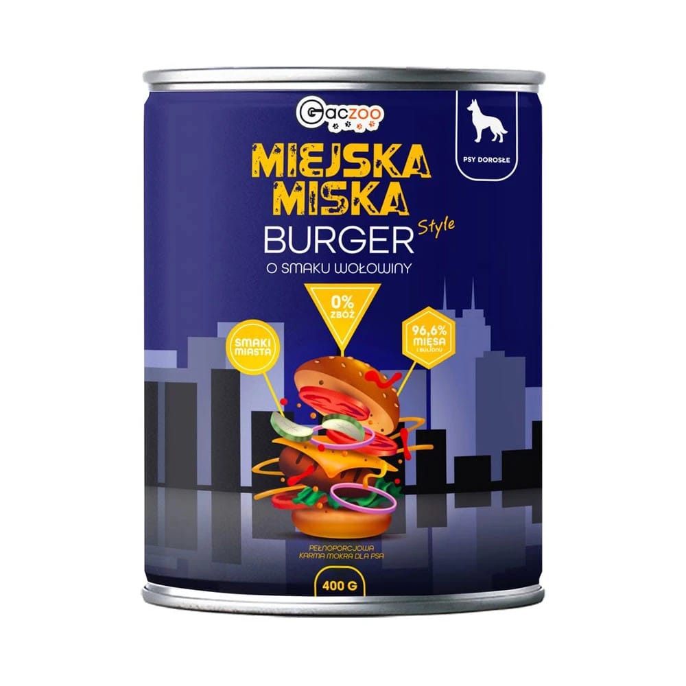 1e4b360f-dace-414a-a0ec-0a5e37050620-main.jpg Gaczoo Miejska Miska Burger Style o smaku wołowiny dla psa 400 g