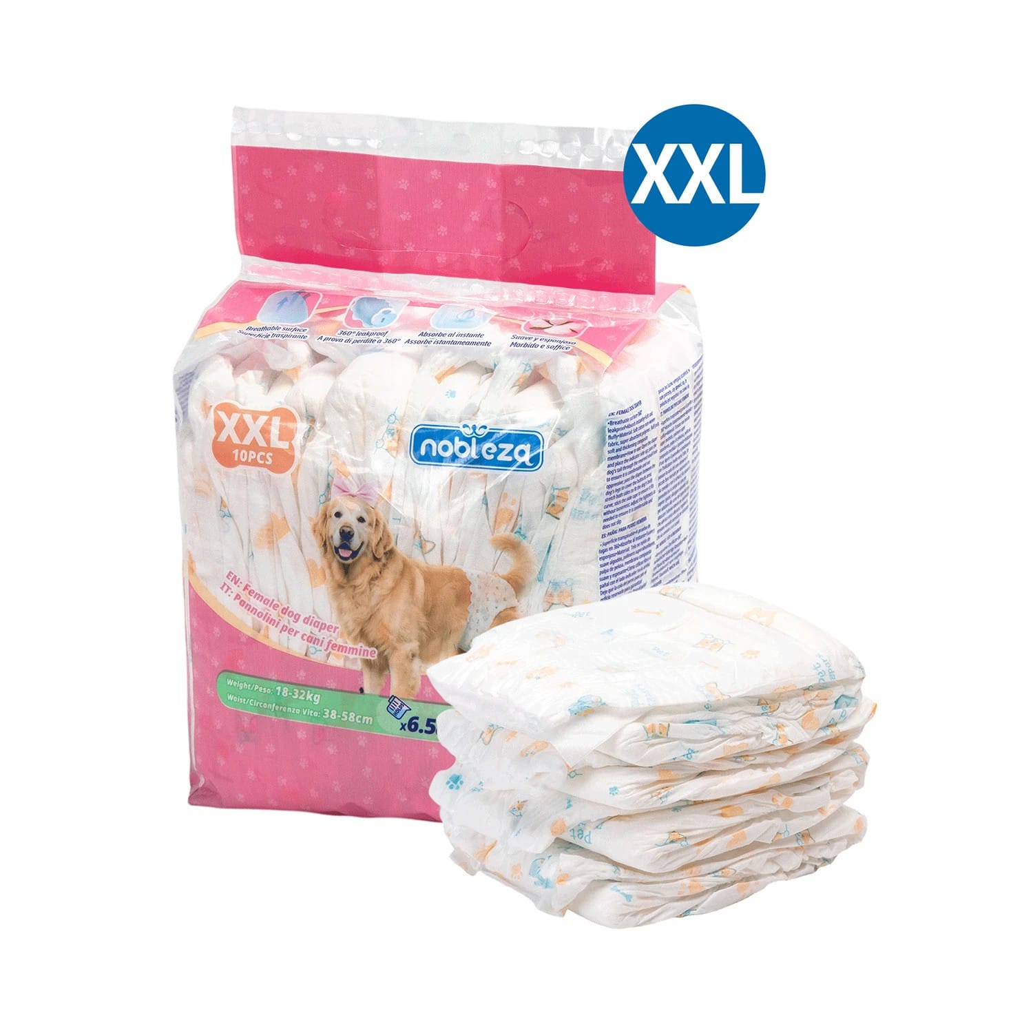 8336802c-a7bd-45ca-a8e5-d4347d2b4169-main.jpg Nobleza | Pieluchy dla psów XXL 60x37cm | 10szt. - obrazek 1