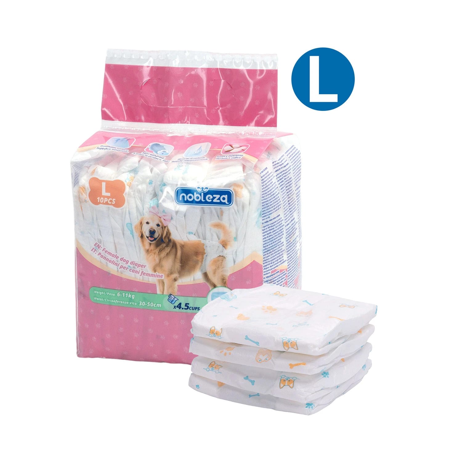 5e2bfb3d-0efe-42e8-8563-5f058461a55f-main-1.jpg Nobleza | Pieluchy dla suczek | L 49x33cm | 10szt. - obrazek 1